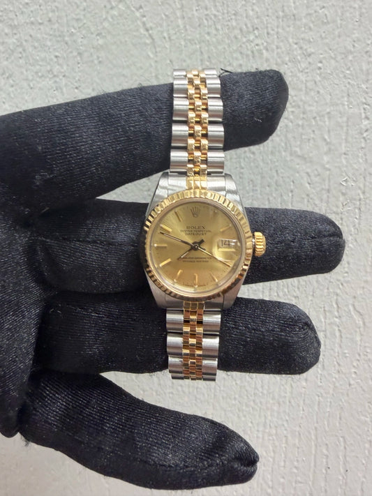 Rolex Datejust Lady Champagne Stick Dial on Jubilee Ref 69173 with Papers 1993
