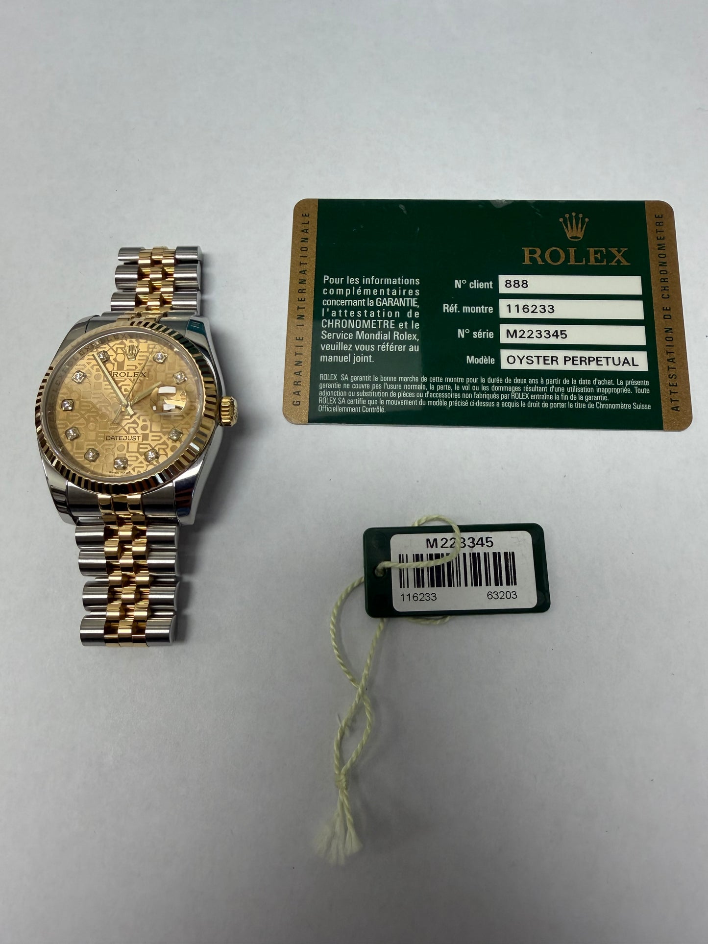Rolex Datejust Gold Anniversary Diamond Dial Dial on Jubilee Ref. 116233 Card 2008 — view 5