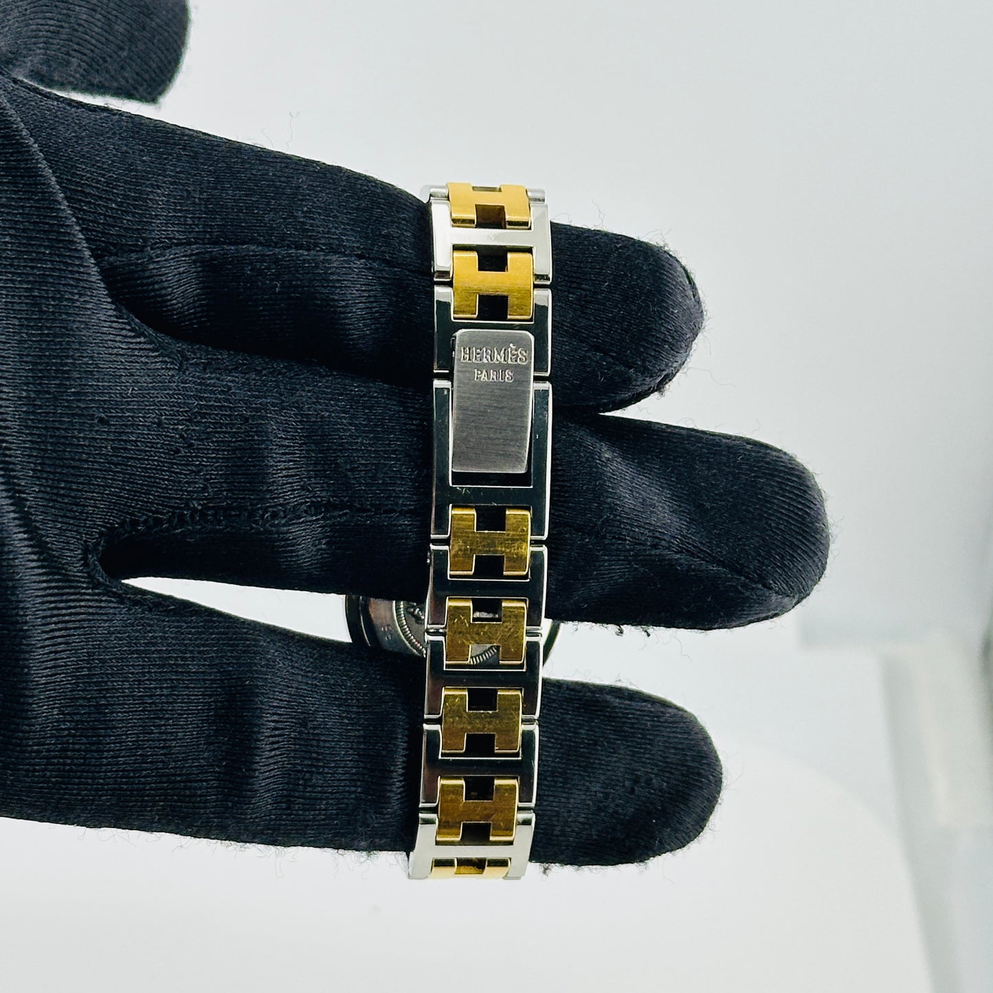 Hermes Clipper White Arabic Dial on 2 Tone Bracelet Ref. CL4.220 — view 4