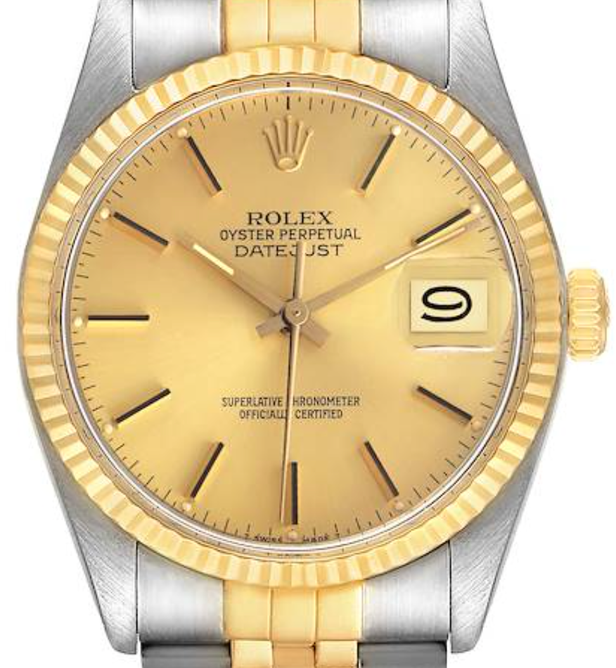 Rolex Datejust 36 Champagne Stick Dial on Generic Leather Strap Ref. 16013 1989