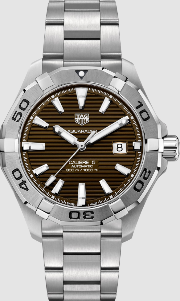 Tag Heuer Aquaracer Brown Sunray Brushed Dial on Stainless Steel Bracelet Ref. WAY2018.BA0927