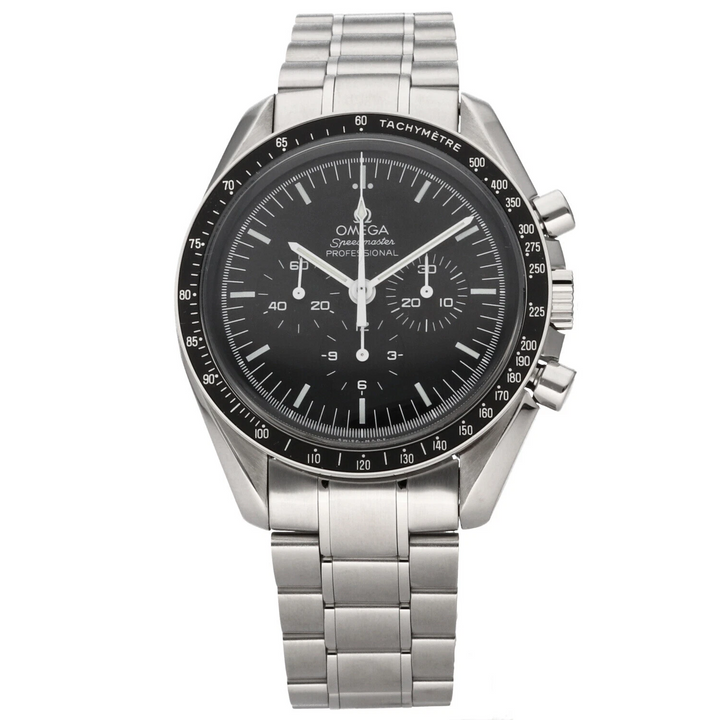 Omega Speedmaster Hesalite Black Dial on Stainless Steel Bracelet Ref. 3572.50.00 Card Open Date