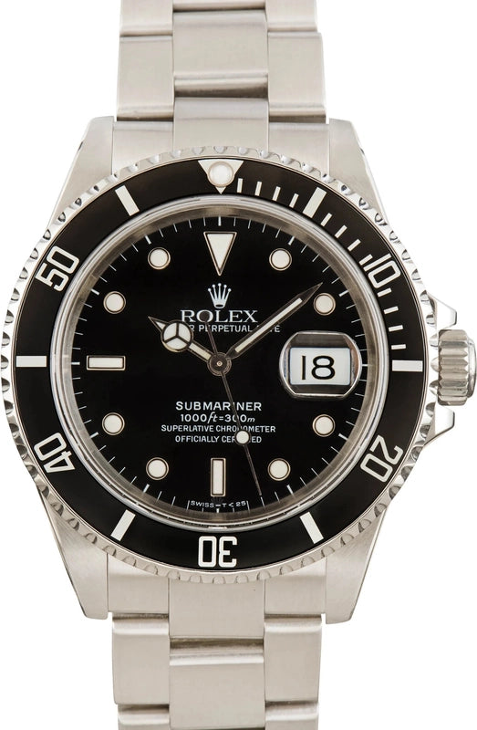 Rolex Submariner Black Dial on Oyster Ref 16610 with Papers 2000