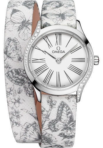Omega De Ville Mini Tr√©sor Quartz White Dial on Fabric Strap Ref. 428.17.26.60.04.002 Card Open Date