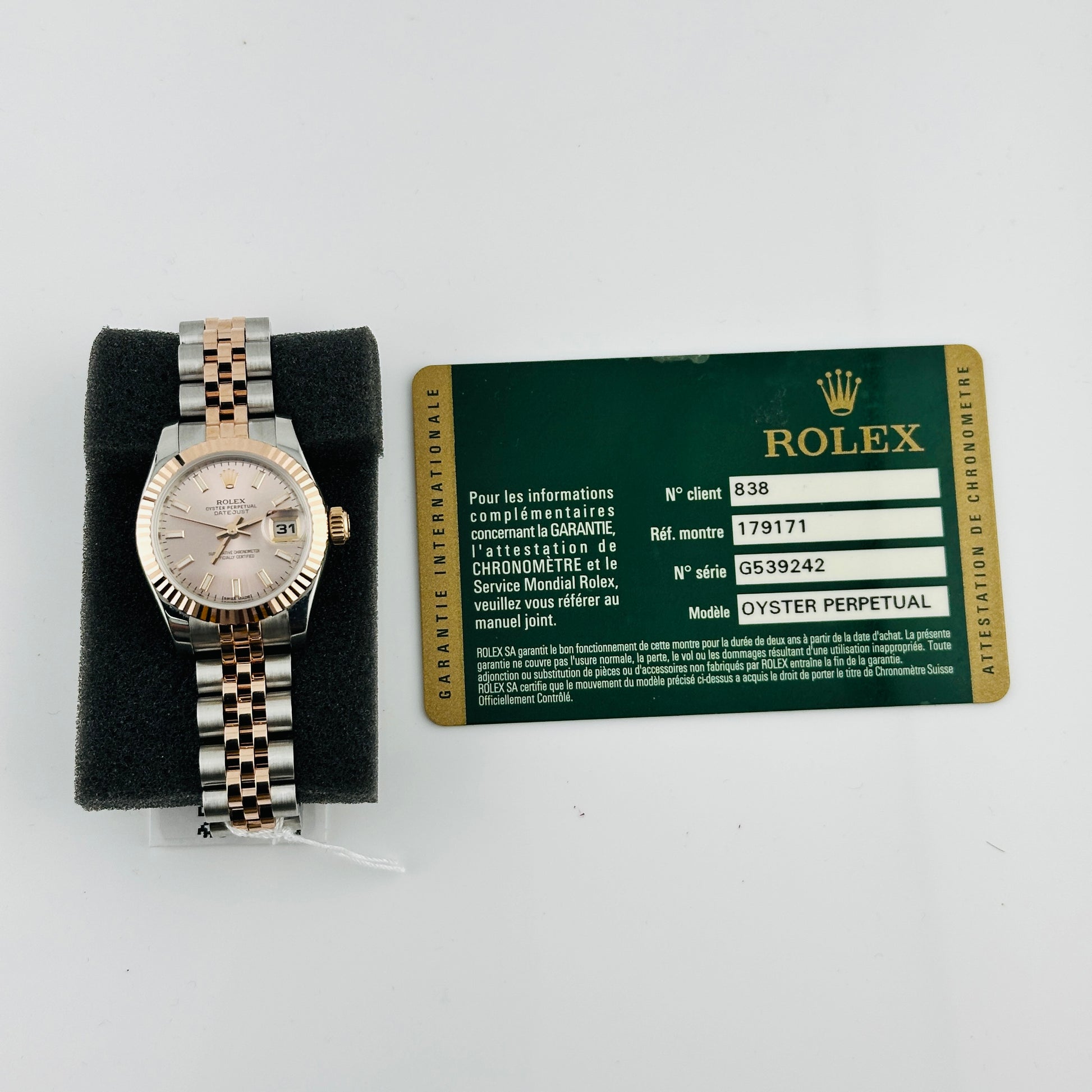 Rolex Datejust Lady Pink Stick Dial on D Link Jubilee Ref. 179171 Card 2015 — view 6