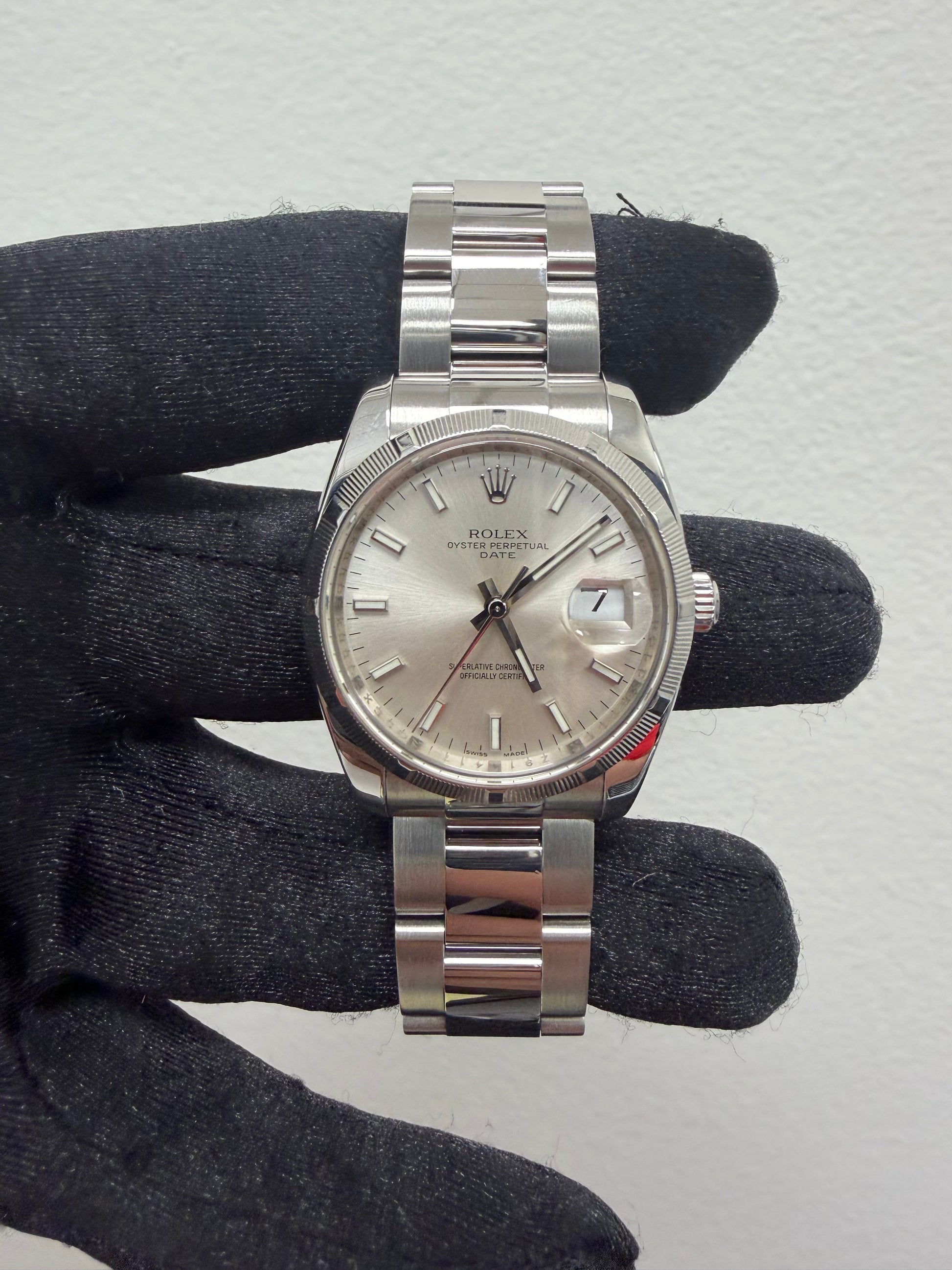Rolex Oyster Perpetual Date Silver Stick Dial on Oyster Ref. 115210 Card 2009 — view 2
