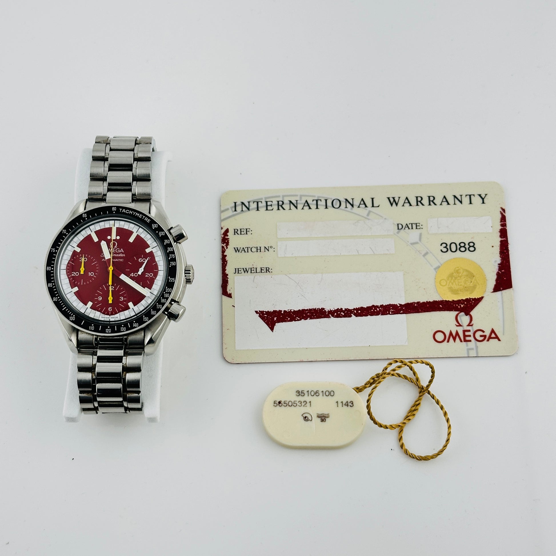 Omega Speedmaster Red Red Arabic Dial on Stainless Steel Bracelet Ref. 3510.61 Card Open Date — view 7