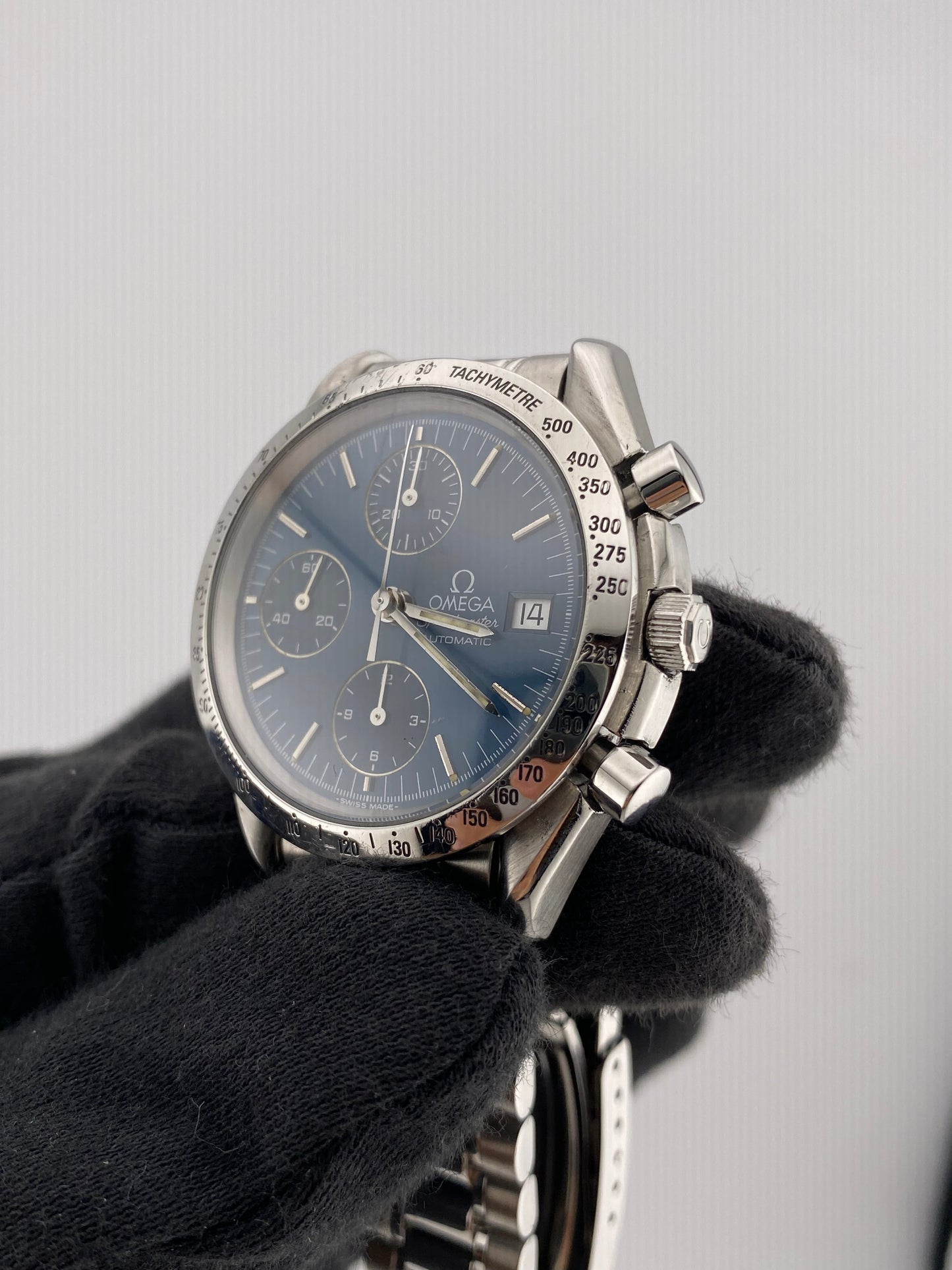 Omega Speed Master Blue Dial on Stainless Steel Bracelet Ref. 3511.80.00 — view 3