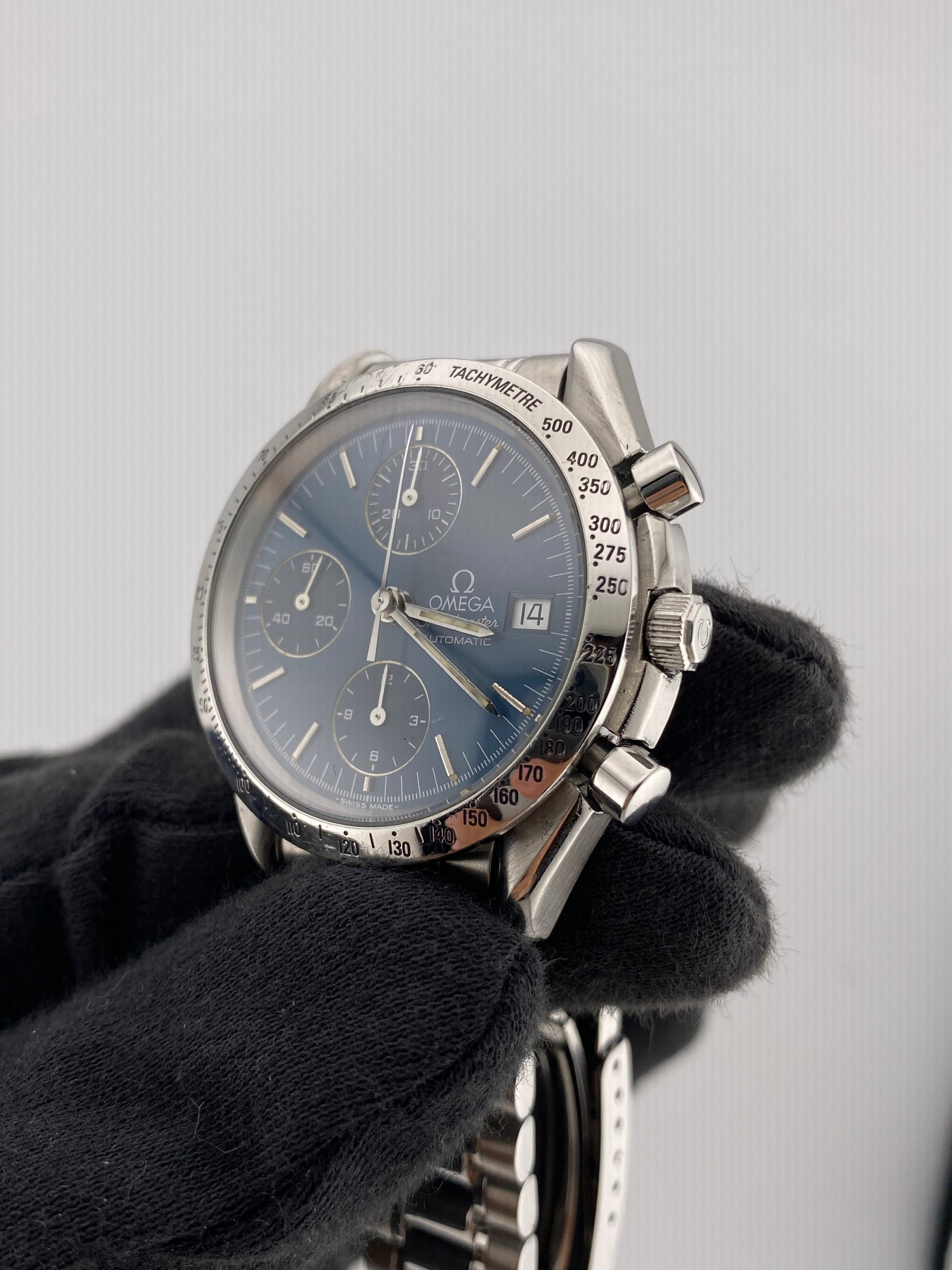 Omega Speed Master Blue Dial on Stainless Steel Bracelet Ref. 3511.80.00 — view 3