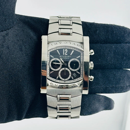 Bvlgari Assioma Chronograph Black Chronograph Dial on Stainless Steel Bracelet Ref AA48SCH