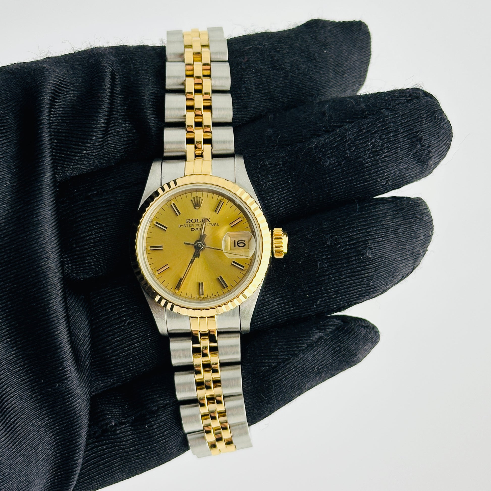 Rolex Datejust Lady Champagne Stick Dial on D Link Jubilee Ref. 69173 1990