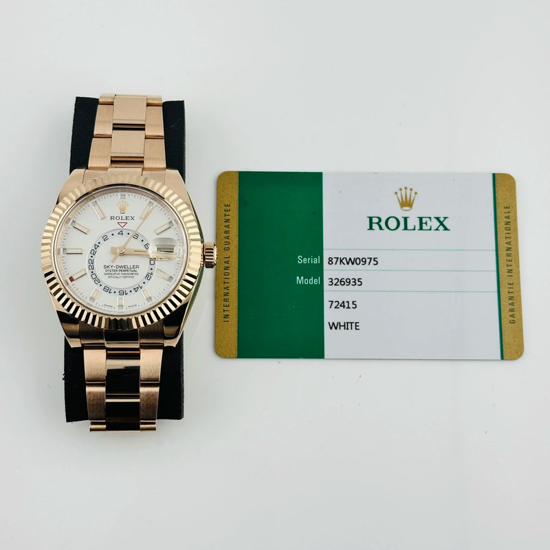 Rolex SkyDweller White Dial on Oyster Ref 326935 with New Style Card White 2019