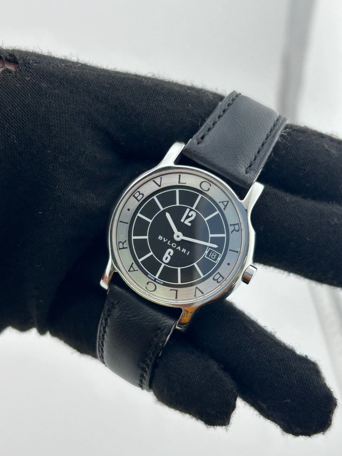 Bvlgari Solo Tempo Black Dial on Black Leather Strap Ref. ST35S with Box — view 2