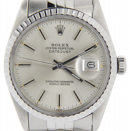 Rolex Datejust 36 Silver Stick Dial on Jubilee Ref 16220 with Papers 1996