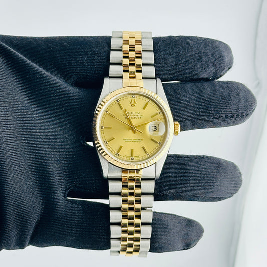 Rolex Datejust Champagne Stick Dial on D Link Jubilee Bracelet Ref. 16233 1991 — view 2