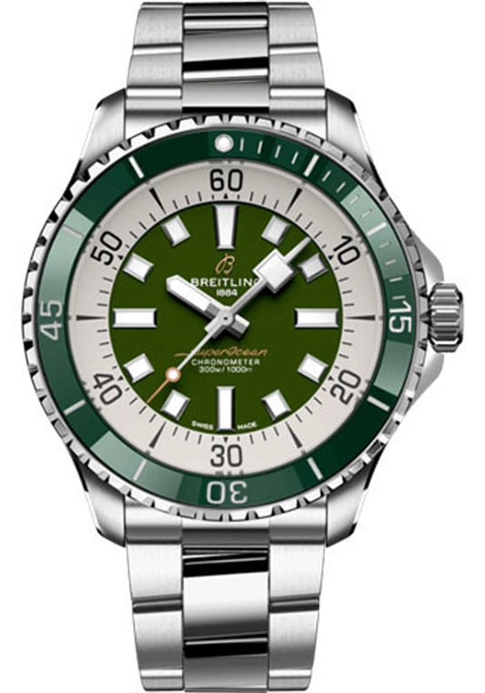 Breitling Superocean Automatic Green Dial on Bracelet Ref A17376A31L1A1 with Card 2025