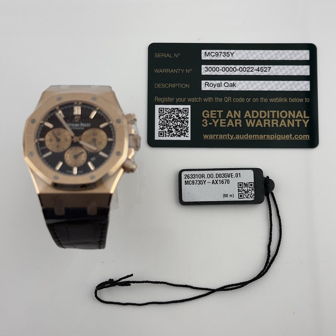 Audemars Piguet Royal Oak Chrono Brown Dial on Leather Ref. 26331OR.OO.D821CR.01 Card 2021 — view 5