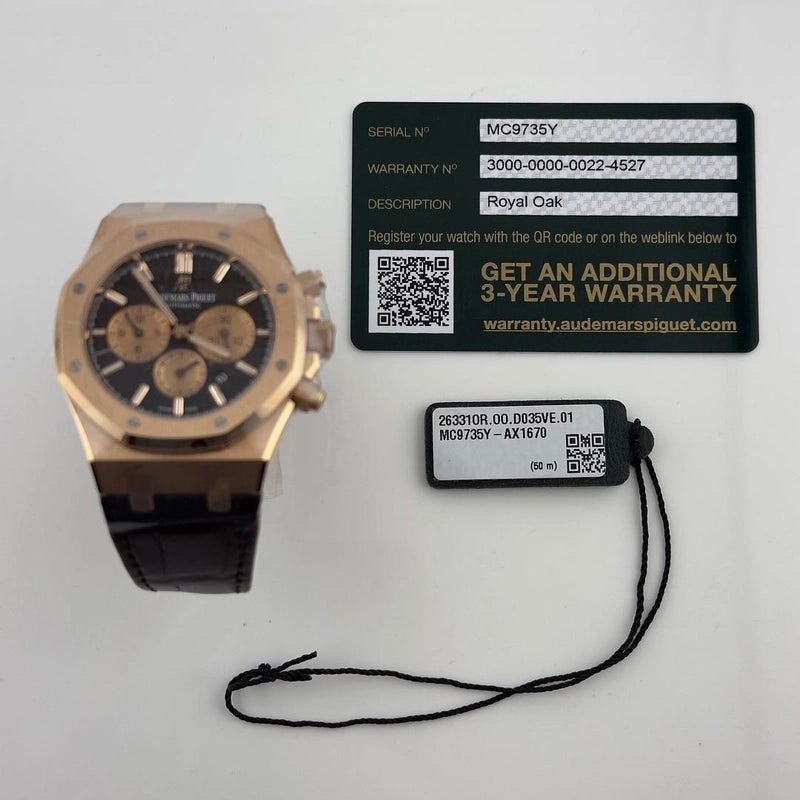 Audemars Piguet Royal Oak Chrono Brown Dial on Leather Ref 26331OR.OO.D821CR.01 with Card 2021
