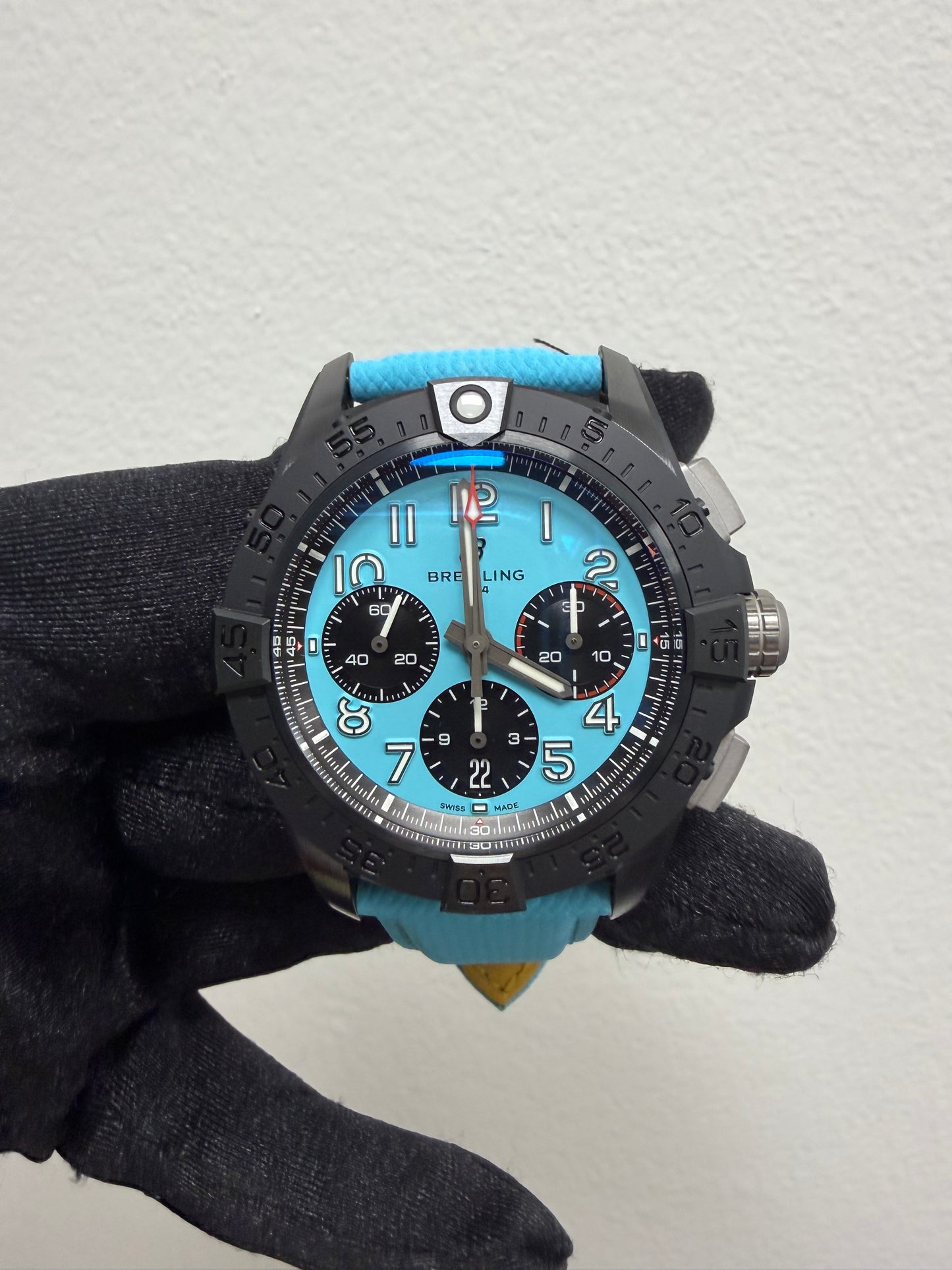 Breitling Avenger B01 Chronograph Turquoise Dial on Turquoise Leather Ref. SB0146101L1X1 Card 2026 — view 2