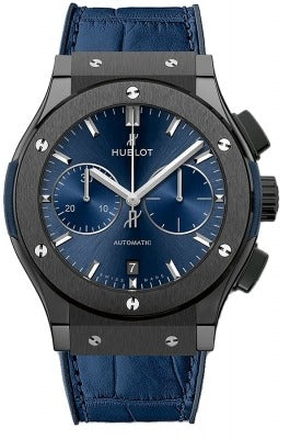 Hublot Classic Fusion Blue Dial on Black Rubber Band Ref. 521.CM.7170.LR Service Papers 2019