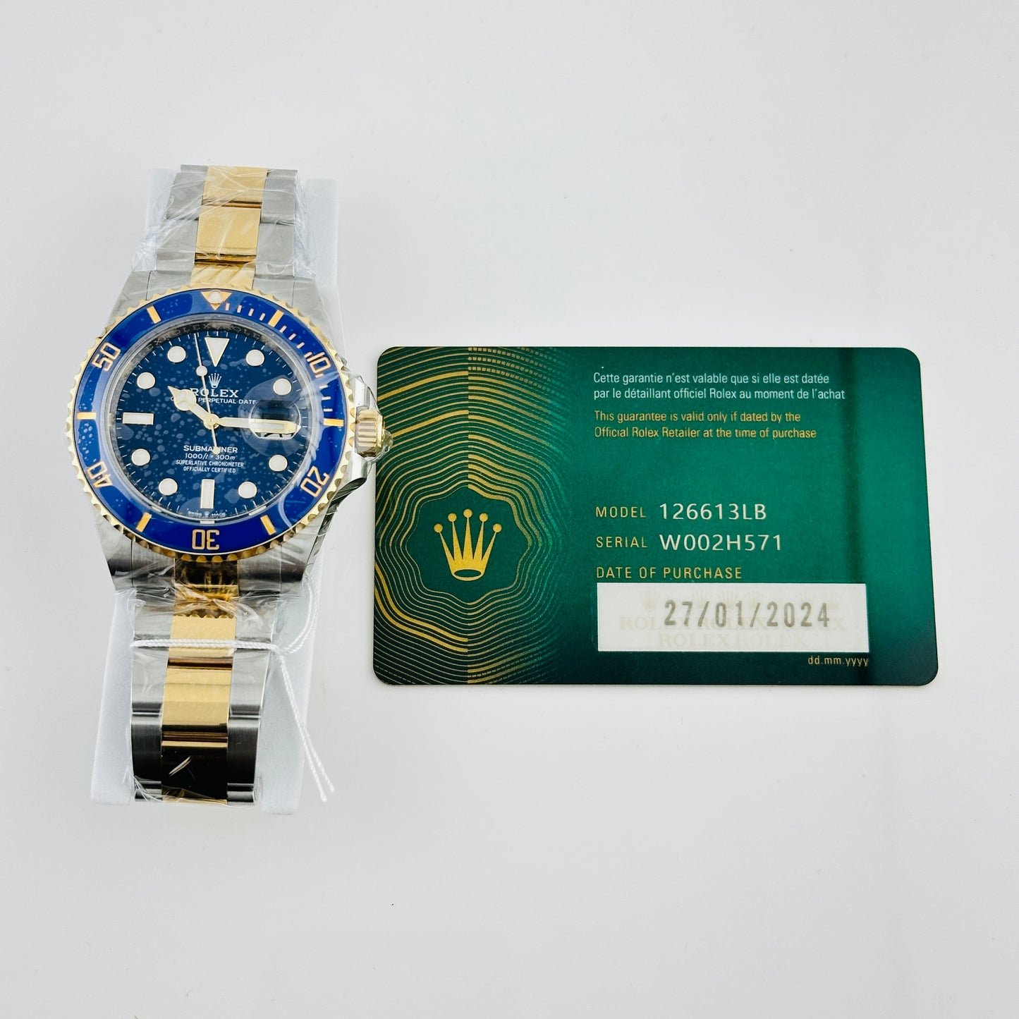 Rolex Submariner Blue Dial on Oyster Bracelet Ref. 126613LB Card 2024 — view 7