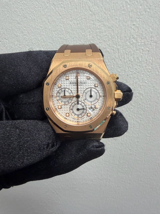 Audemars Piguet Royal Oak Silver Dial on Leather Strap Ref 26022OR.OO.D098CR.01