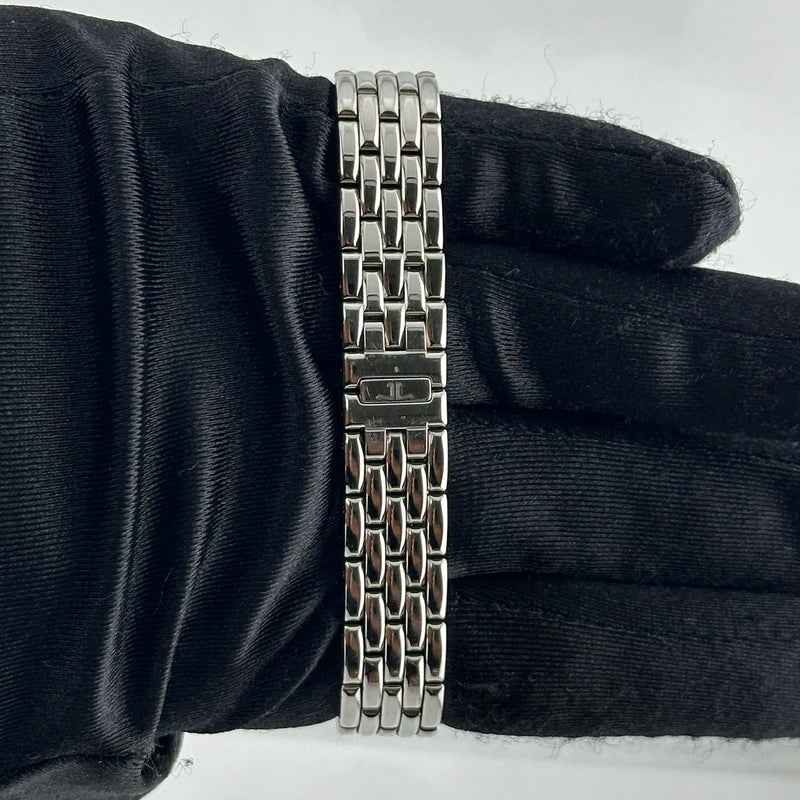Jaeger-LeCoultre Reverso B/M Jaeger Le Coultre Reverso B/M White Arabic Dial on 5 Row Links Ref 201.8.47 with Manuals Only