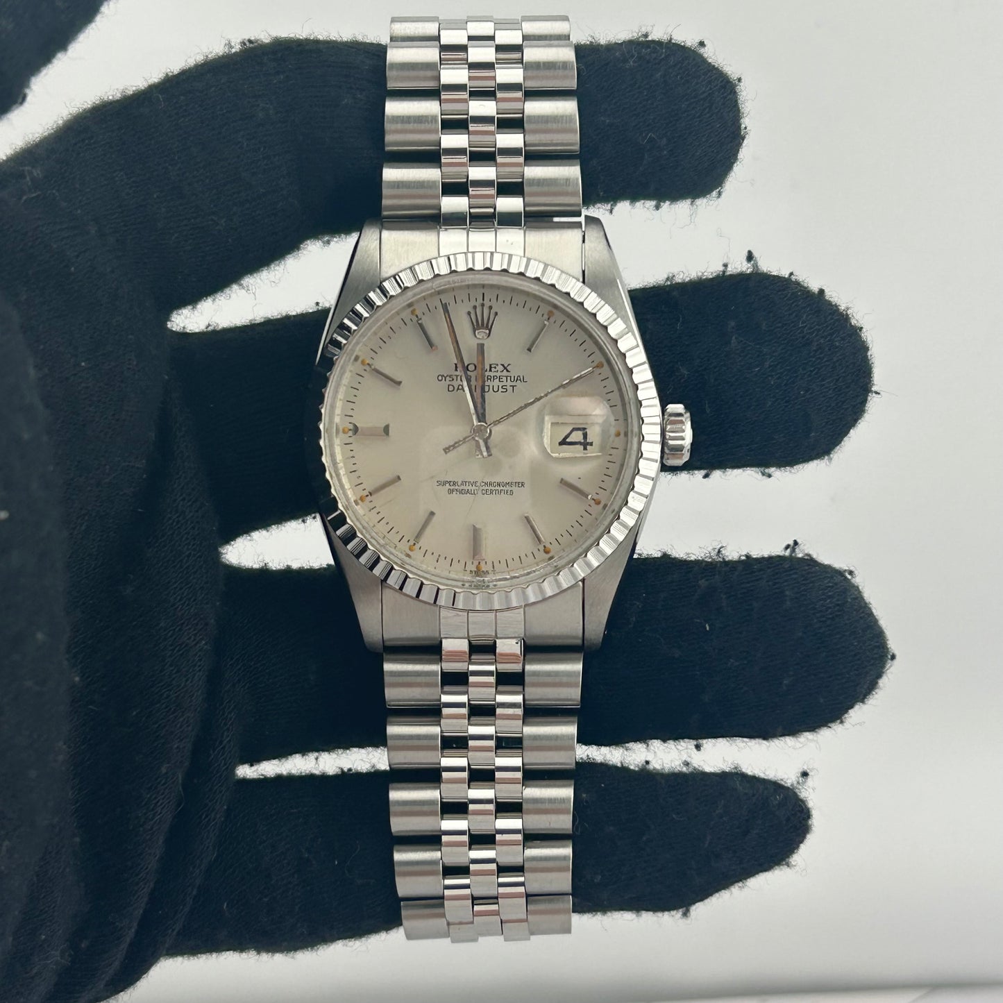 Rolex Datejust Silver Stick Dial on D Link Jubilee Bracelet Ref. 16030 1979 — view 2