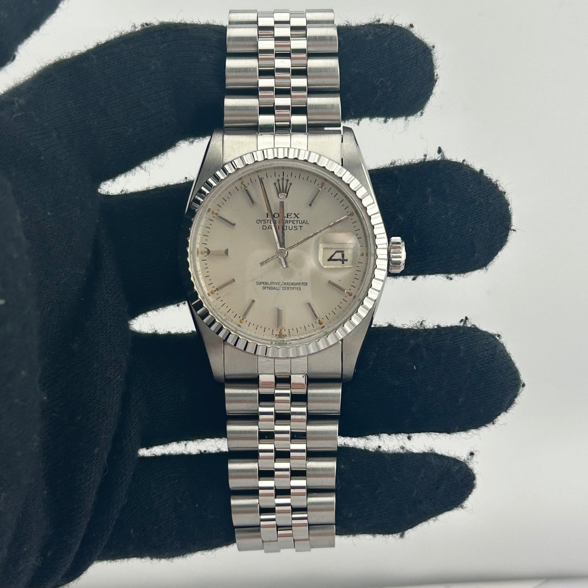 Rolex Datejust Silver Stick Dial on D Link Jubilee Bracelet Ref. 16030 1979 — view 2
