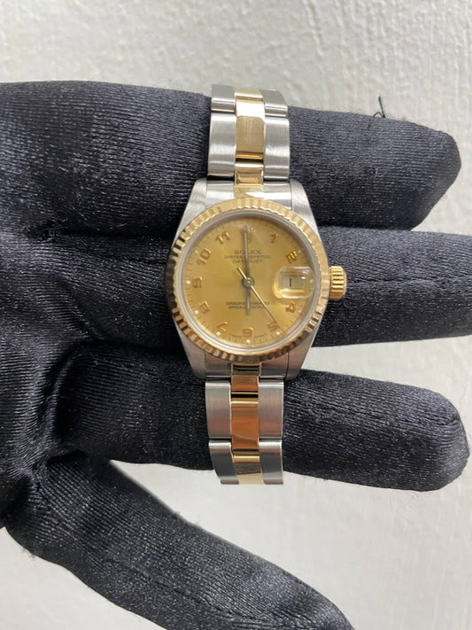 Rolex Datejust Gold Arabic Dial on Oyster Ref 69173 with Papers 1987