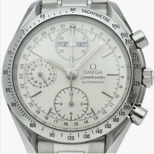 Omega Speedmaster Day Date White Dial on Stainless Steel Bracelet Ref. 3521.30 Complete 1995