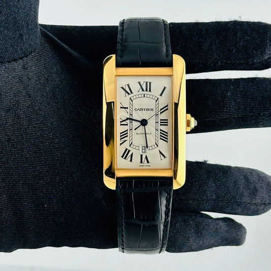 Cartier Tank Americaine XL Silver Roman Dial on Leather Ref 2927/W2609856