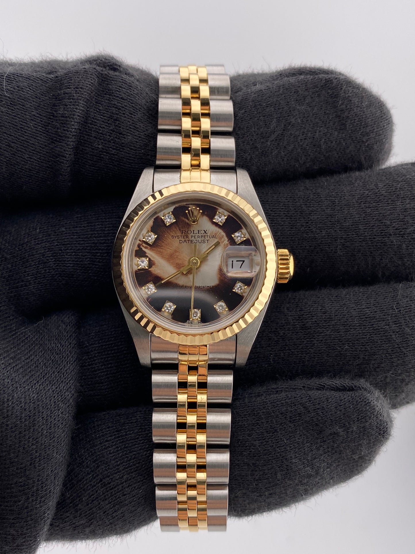 Rolex Datejust Lady Diamond Dial on 18 K Yg Ss Ref. 69173G