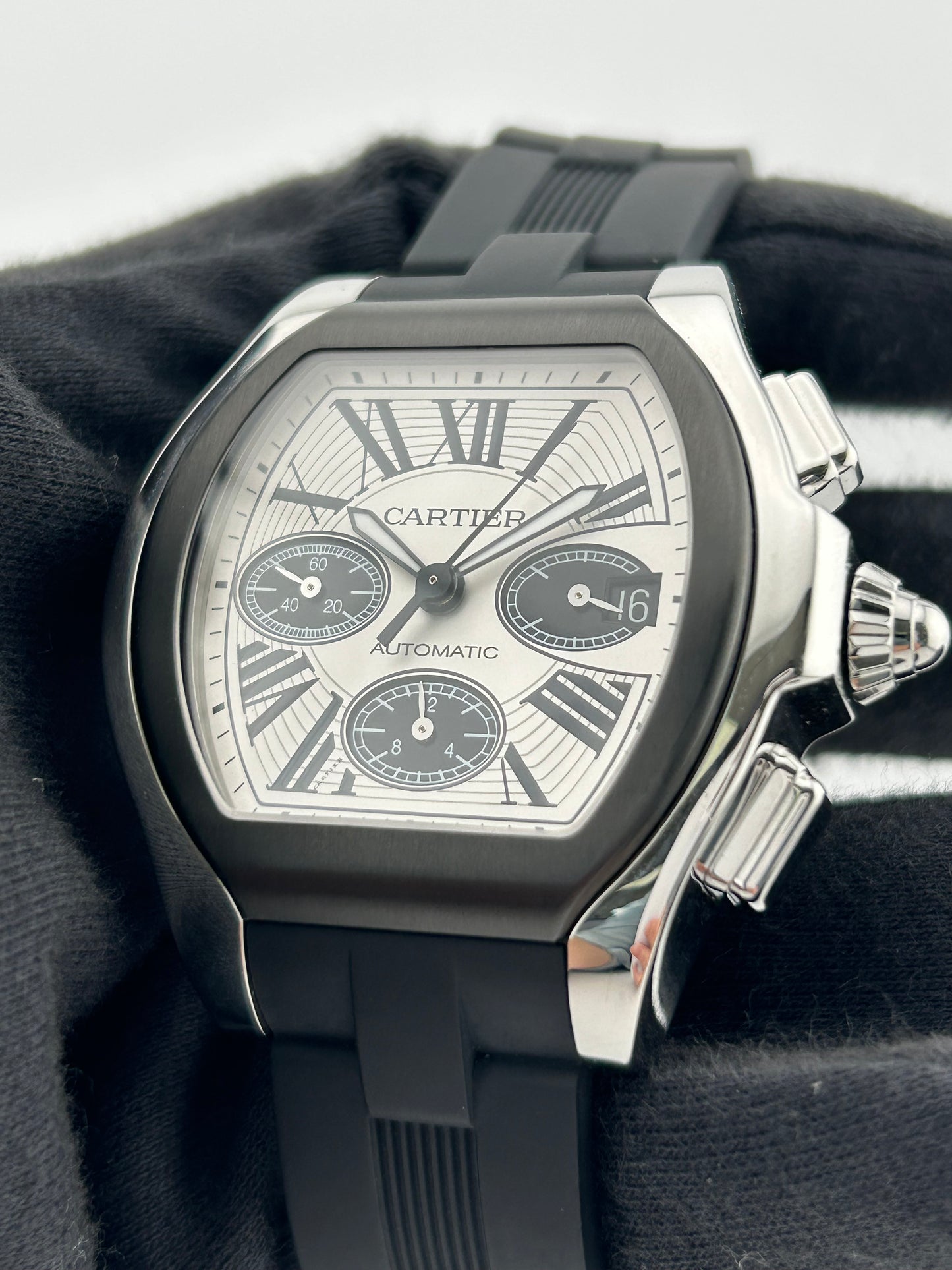 Cartier Roadster White Roman Dial on Black Rubber Band Ref. RW6206020 — view 3