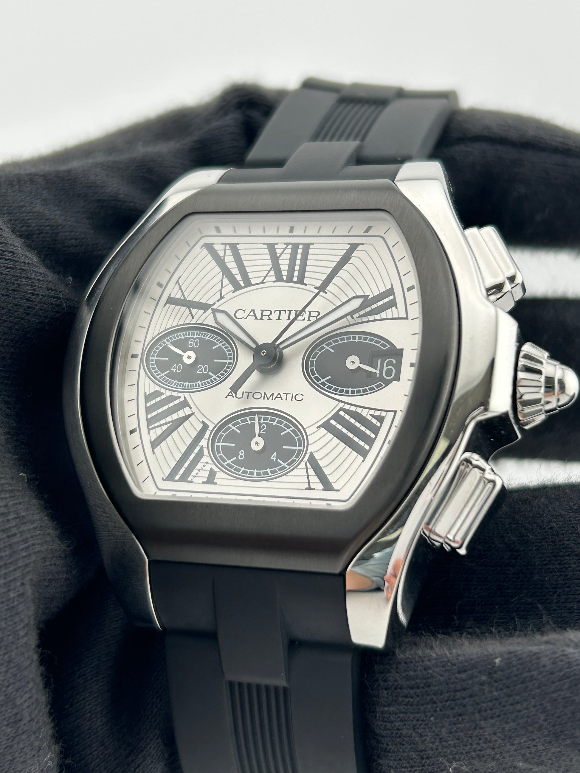 Cartier Roadster White Roman Dial on Black Rubber Band Ref. RW6206020 — view 3