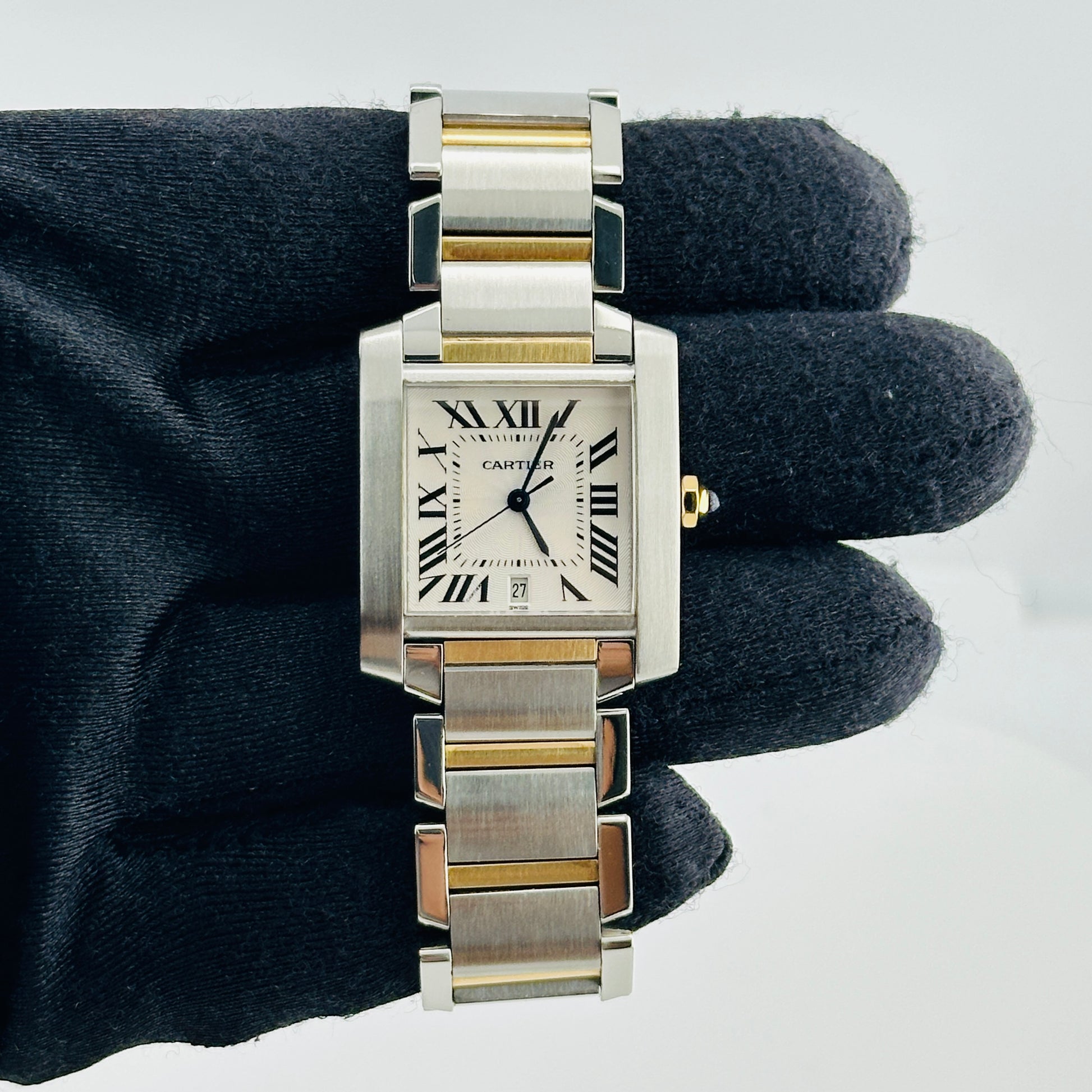 Cartier Tank Francaise Large Silver Roman Dial on 2 Tone Bracelet Ref. 2302 — view 2