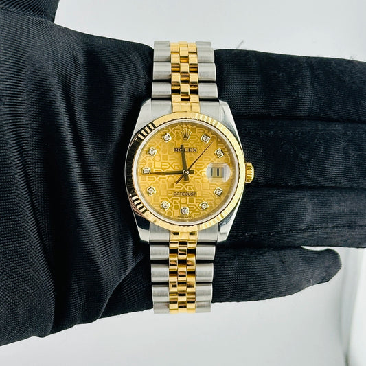 Rolex Datejust Gold Anniversary Diamond Dial Dial on Jubilee Ref 116233 with Card Old Green 2013