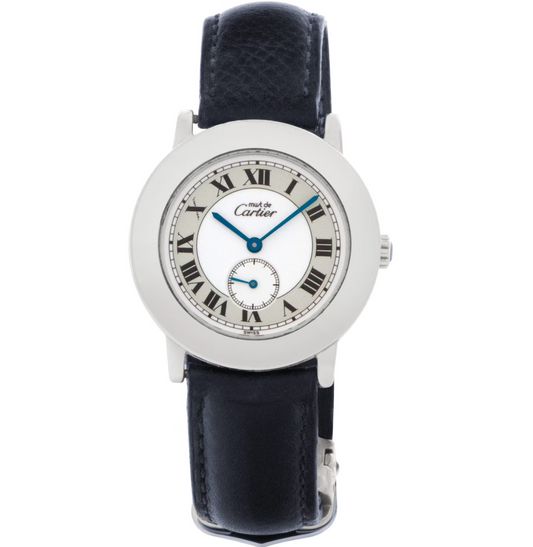 Cartier Must White, Olive / Roman Numerals Dial on Leather Band Ref. 1815 1