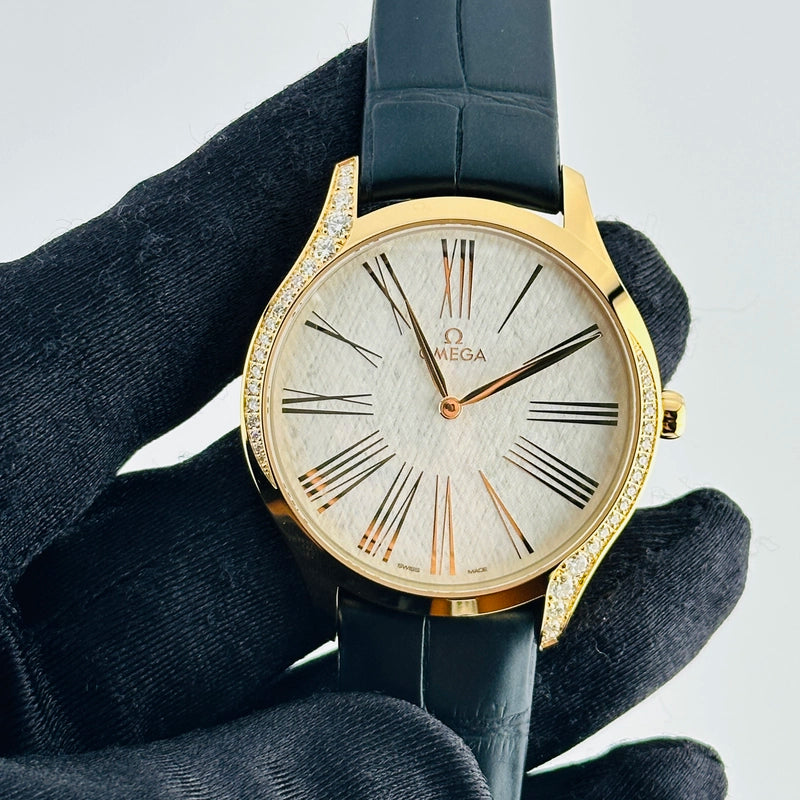 Omega De Ville White Dial on Leather Strap Ref 428.58.39.60.02.001 with Card