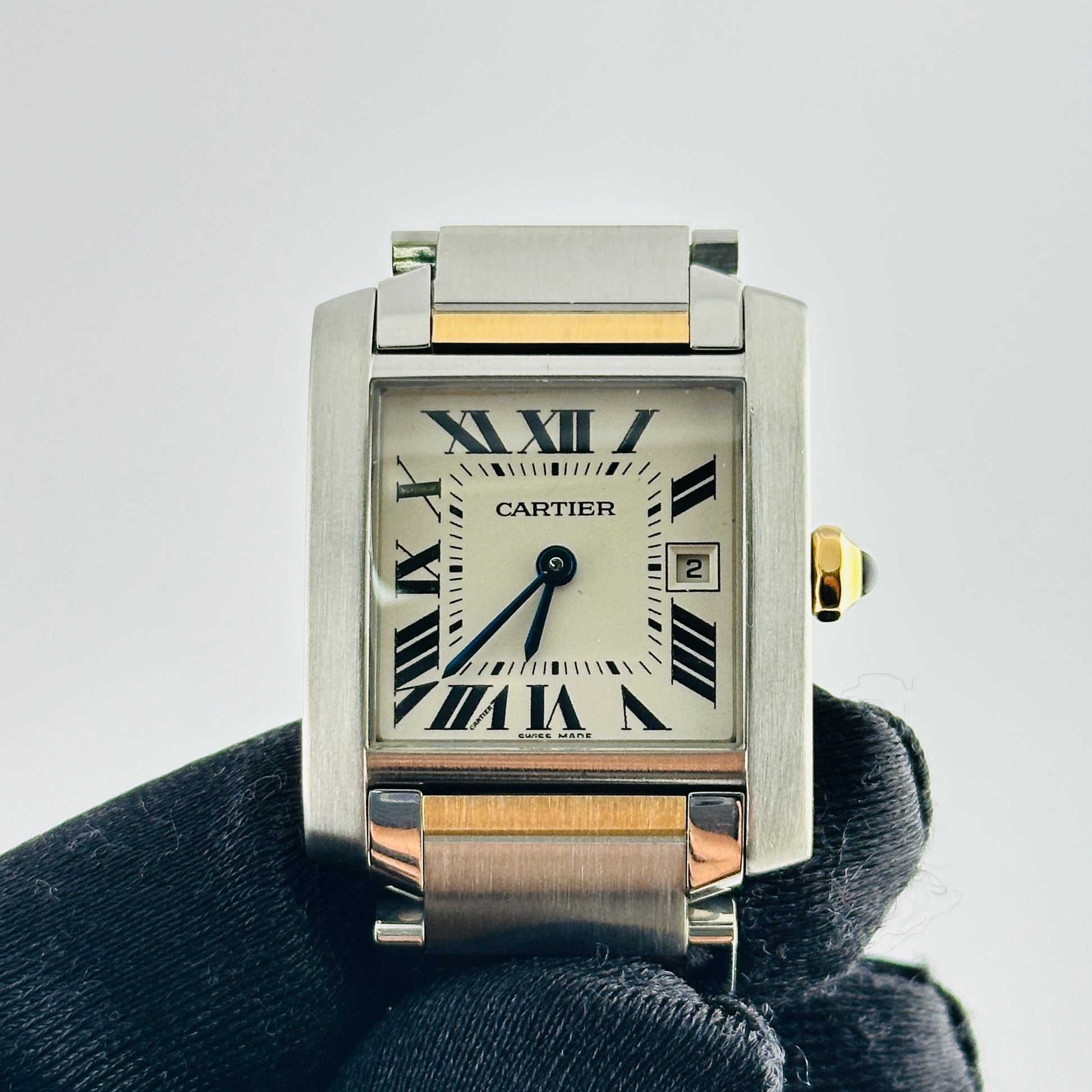 Cartier Tank Francaise Midsize White Roman Dial on 2 Tone Ref. 2465 — view 3