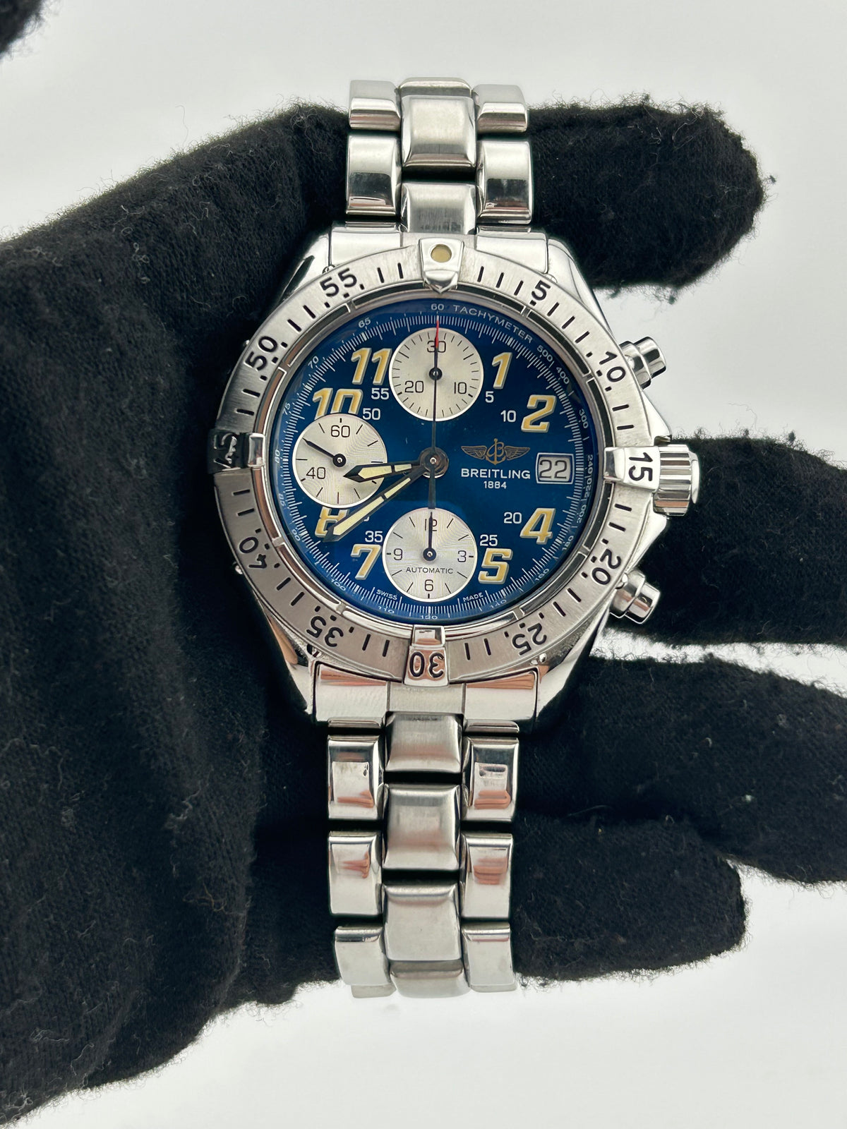 Breitling Colt Chronograph Blue Dial on Stainless Steel Bracelet Ref. A13035/A133C90PFA Complete 1998 — view 2