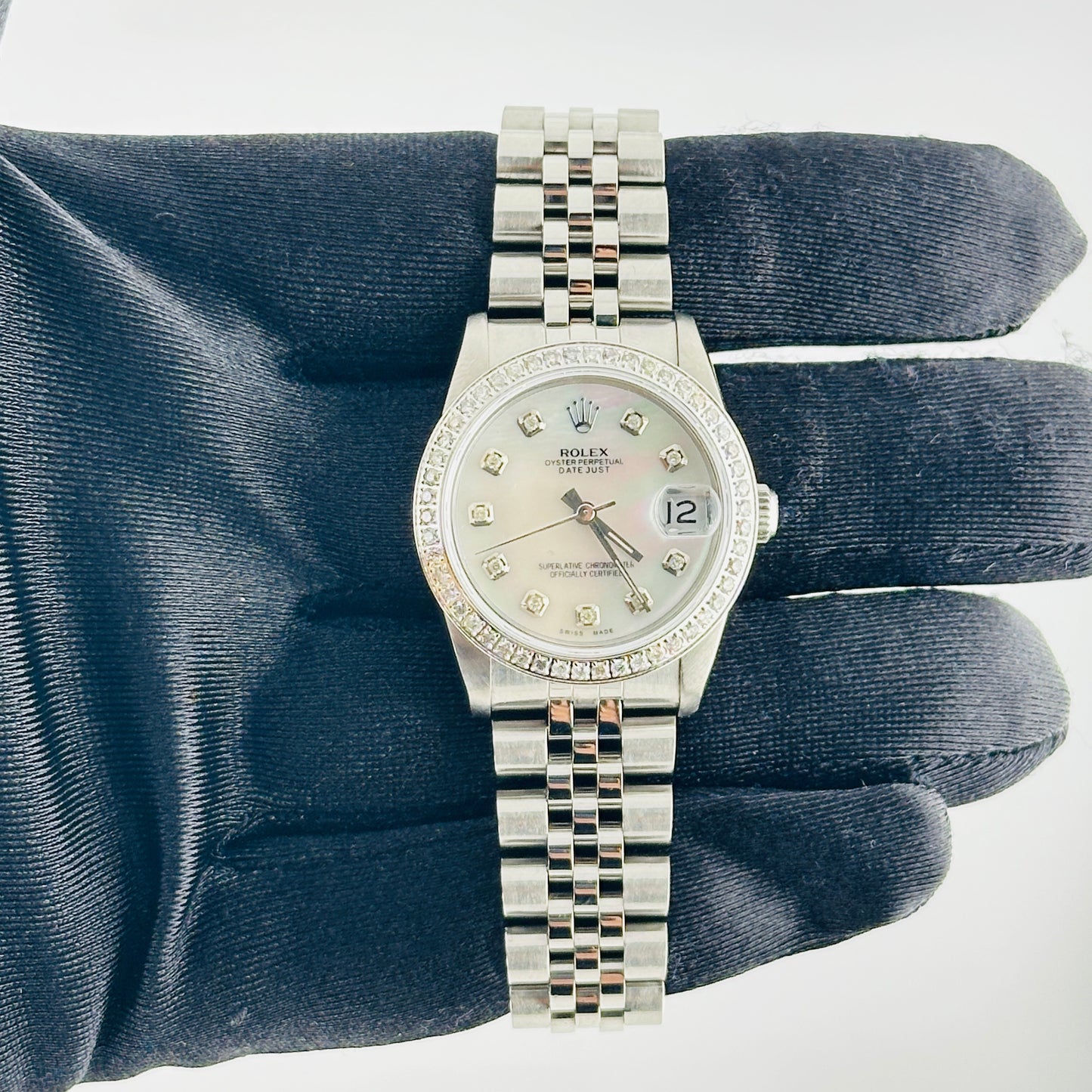Rolex Datejust Am White Mop Diamond Dial on D Link Jubilee Ref. 68240 1988