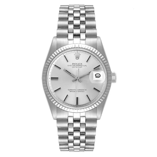 Rolex Datejust Silver Stick / Has Spots Dial on Folded Jubilee Bracelet Ref. 1601/4 1970