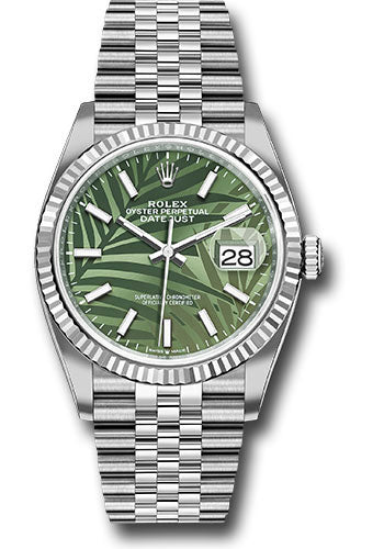 Rolex Datejust Olive Green Palm Motif Dial on Jubilee Ref. 126234 Card 2022