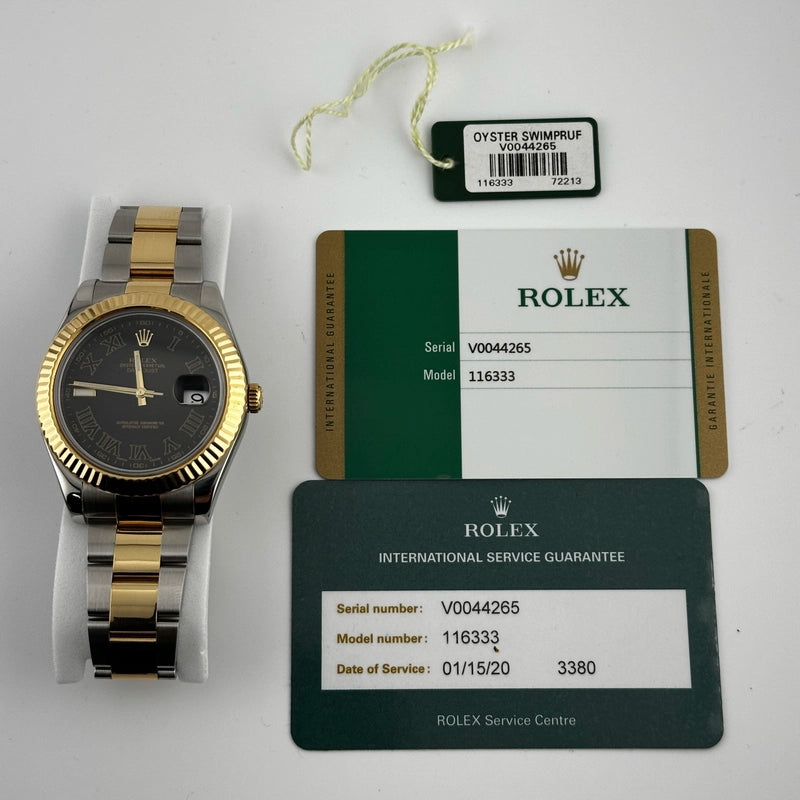 Rolex Datejust II Black Roman Dial on Oyster Ref 116333 with New Style Card White 2014