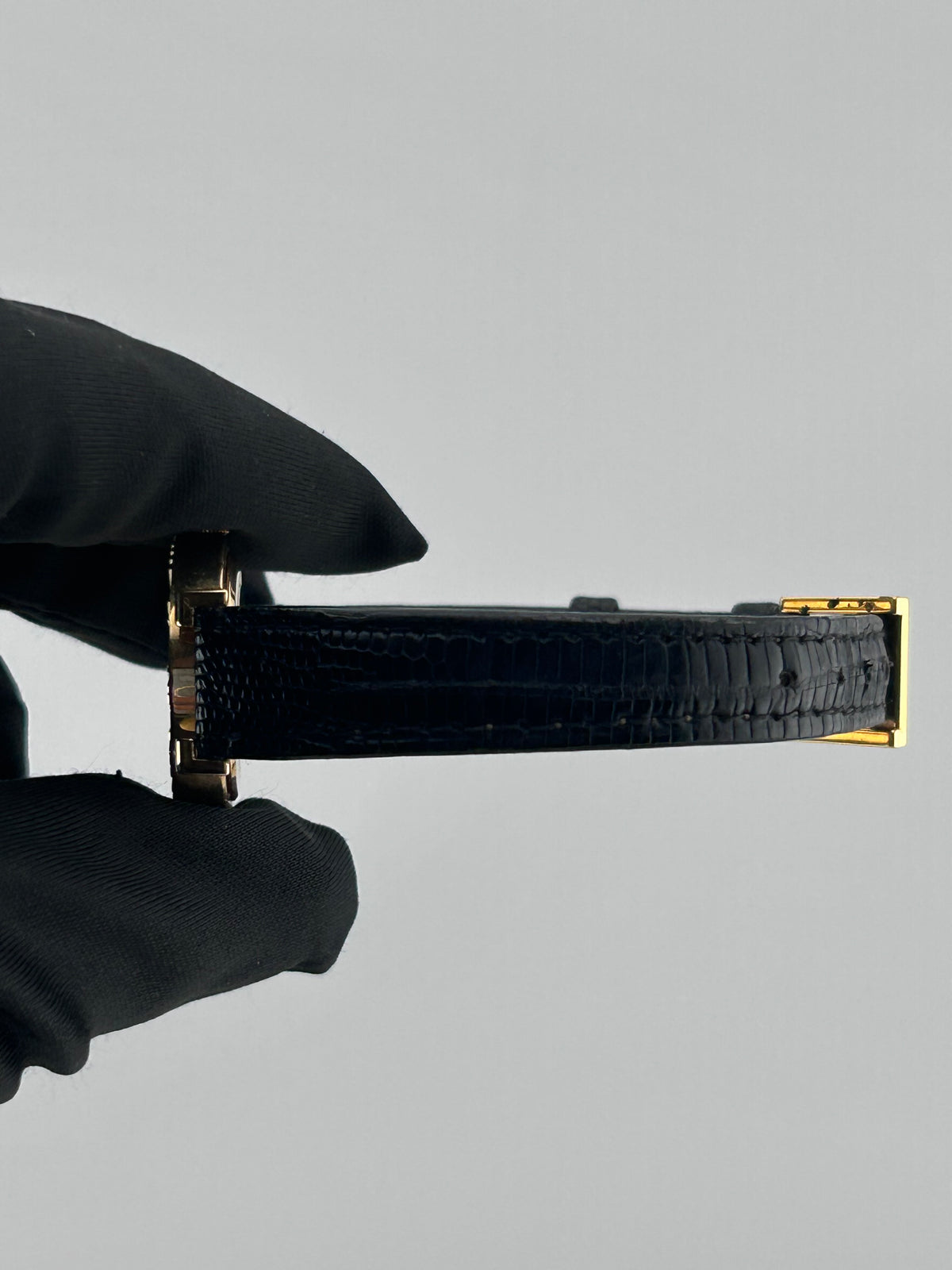 Tiffany & Co. Atlas Gold Dial on Black Leather Strap Ref. L0630 — view 6