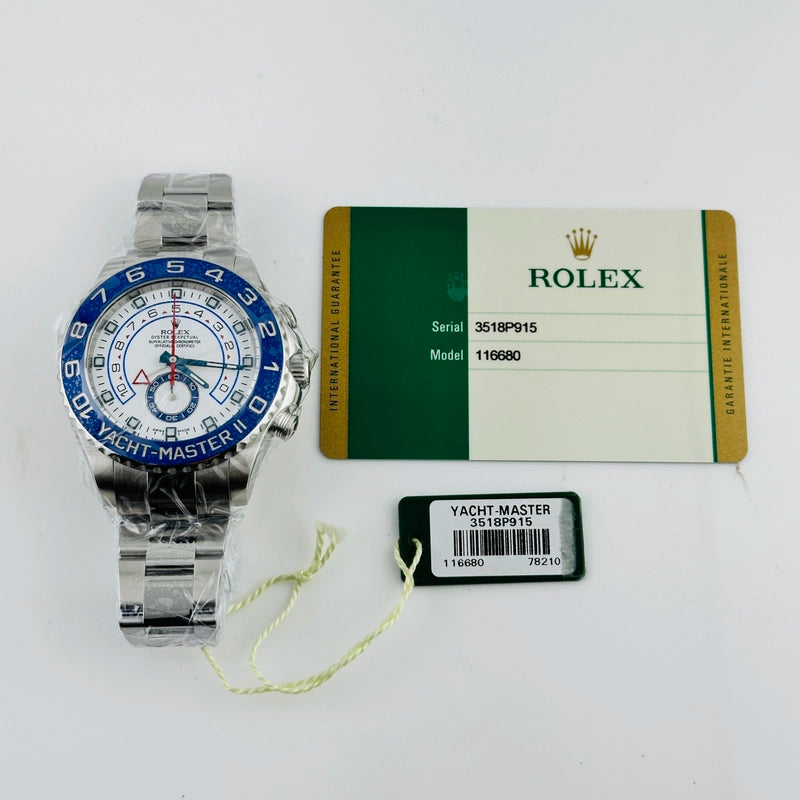 Rolex Yacht-Master II Matt White Dial on Oyster Ref 116680 with New Style Card White 2014