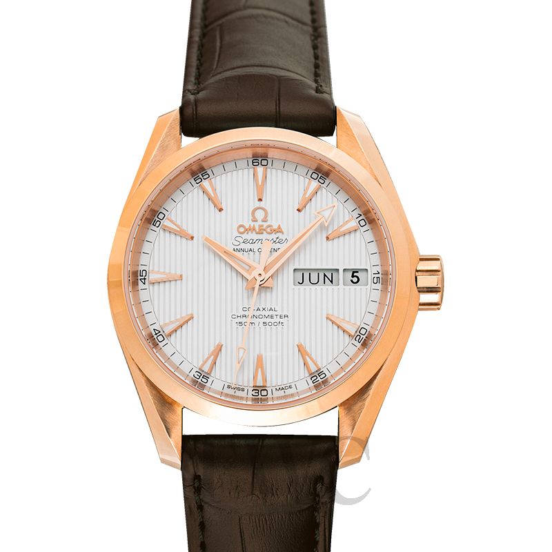 Omega Seamaster Silver Tapestry Dial on Leather Ref. 231.53.39.22.02.001 Complete Open Date