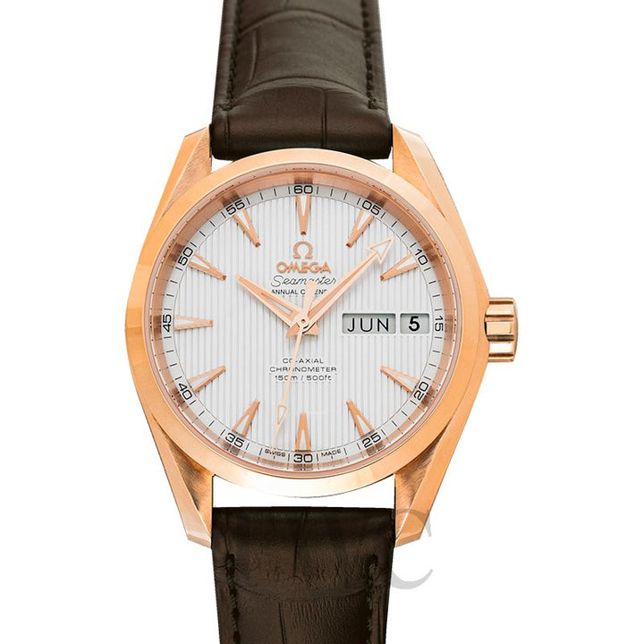Omega Seamaster Silver Tapestry Dial on Leather Ref. 231.53.39.22.02.001 Complete Open Date