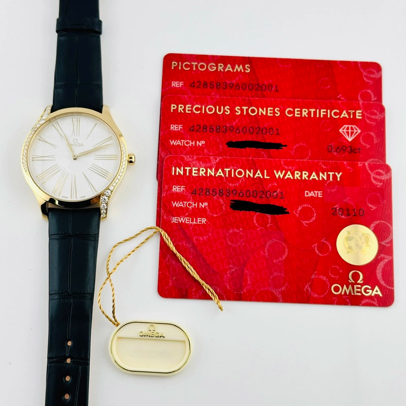Omega De Ville White Dial on Leather Strap Ref 428.58.39.60.02.001 with Card